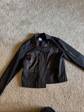 CAbi Black Cropped Utility Jacket